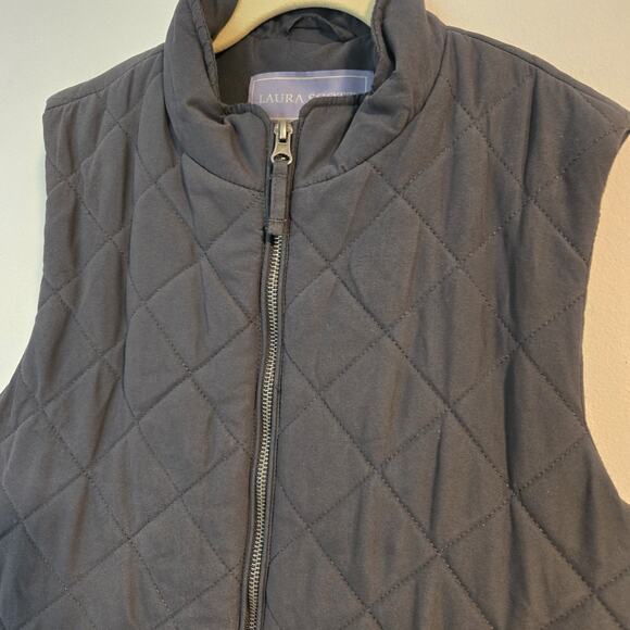 Laura Scott Womens Medium Quilted Full Zip Puffer Vest Grey & Ivory Equestrian - Picture 4 of 8